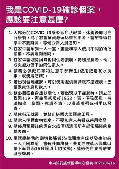 我是新冠肺炎确诊个案,应该要注意什么?